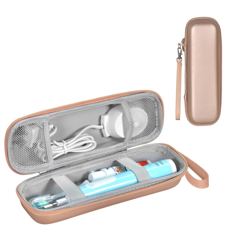 TUNYINSH Travel Case for Phlips Sonicare Electric Toothbrush with Accessories Storage,Portable Hard Protective Storage Bag (Gold)
